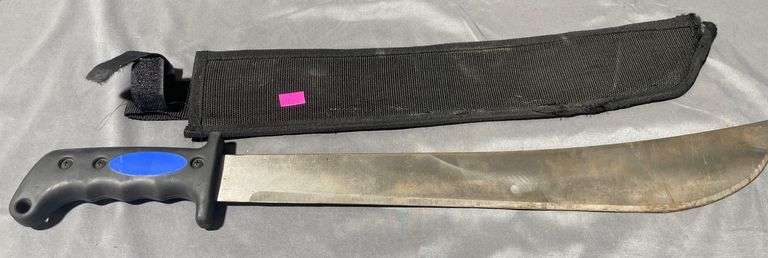 Machete with Rubberized Handle and Nylon Sheath, 18″