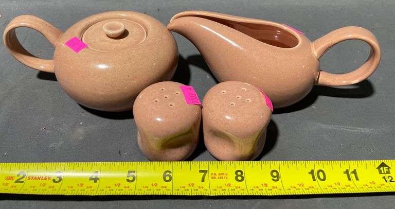 Russel Wright MCM Steubenville Creamer, Sugar Bowl, and Salt & Pepper Shakers