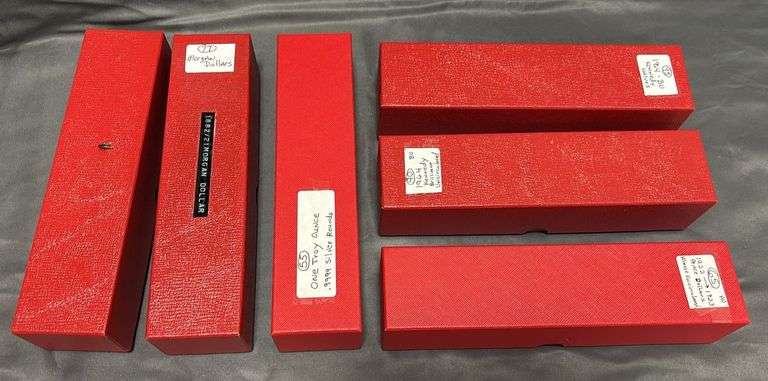 6- Red Rectangle Coin Holders/Boxes - Metzger Property Services, LLC