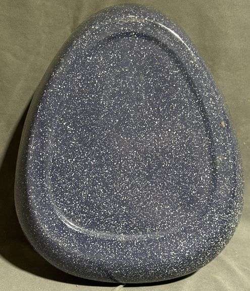 Blue and White Speckled Enamel Bed Pan