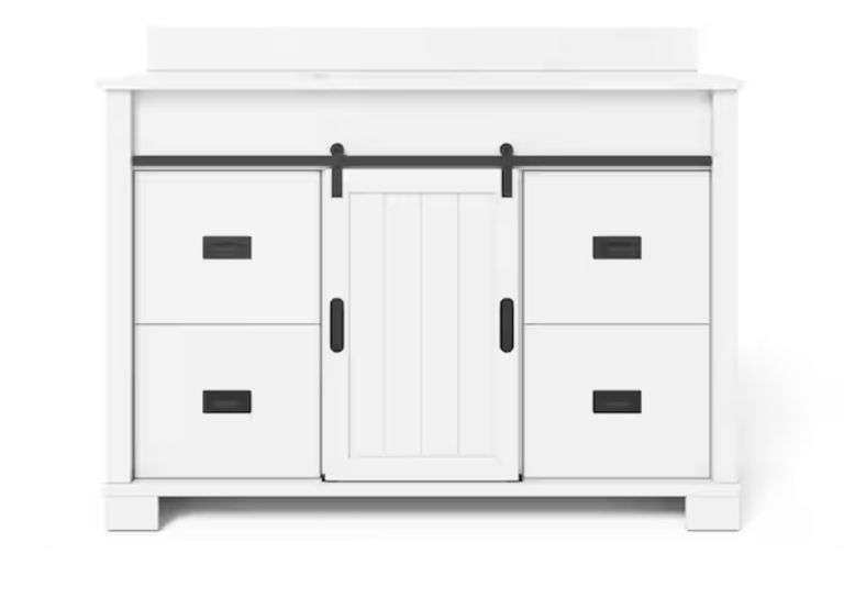 Glacier Bay
Brindley 48 in. Single Sink Freestanding White Bath Vanity with White Engineered Stone Top