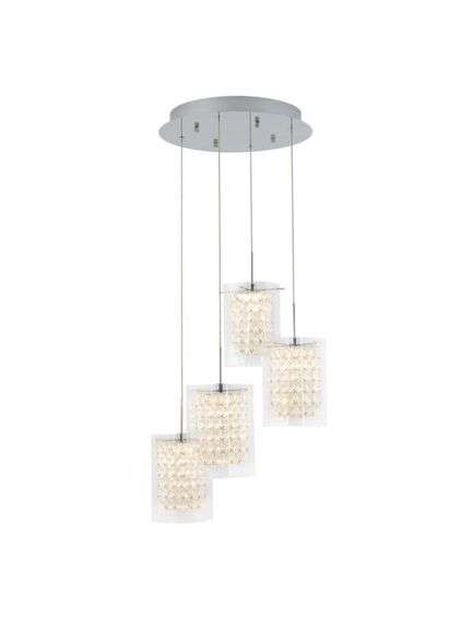 ARTIKA - Crystal Cube 17-Watt 4 Light Chrome Modern Integrated LED Pendant Light Fixture for Dining Room or Kitchen