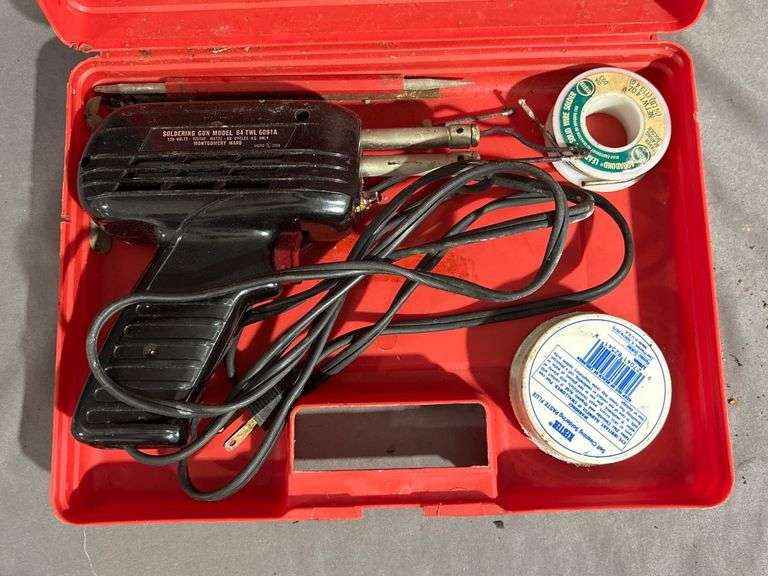 Electrical Soldering Gun Kit with Red Plastic Case