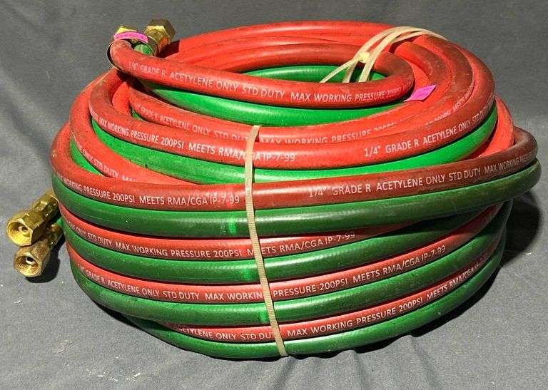 Grade R Acetylene Welding Hose with Brass Fittings(unknown footage), 1/4-Inch