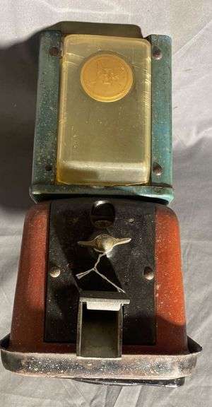 Metal and Plastic Coin-Operated Gumball Dispenser