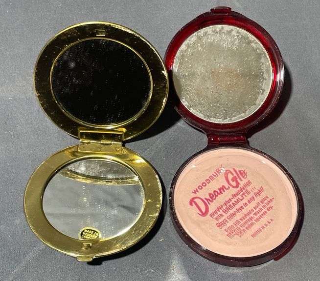 Compact Pair Featuring Lithographed Scene and DreamGlo Rouge by Woodbury