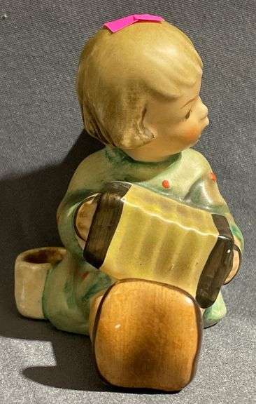 Hummel Hand-Painted Angel With Accordion Figurine, Germany, 3″
