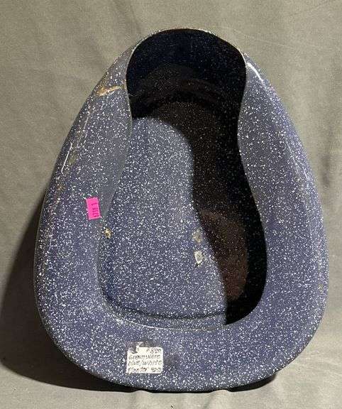 Blue and White Speckled Enamel Bed Pan