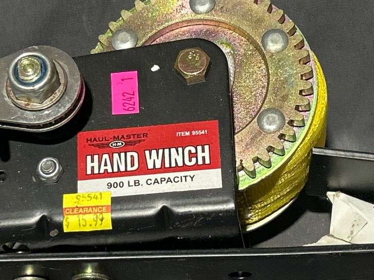 Haul-Master Hand Winch with 900 lb Capacity and Yellow Strap