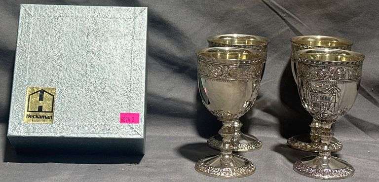 Four Heckman Industries Tarnish Protected Goblets, 5” Tall