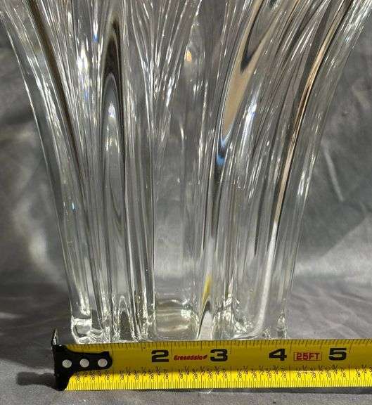 Pressed Clear Glass Fluted Vase with Star-Shaped Base 10”x9.5”