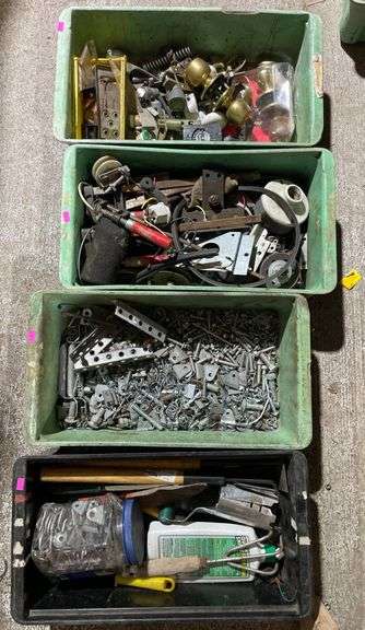 Hardware Components and Tools in Plastic Bins