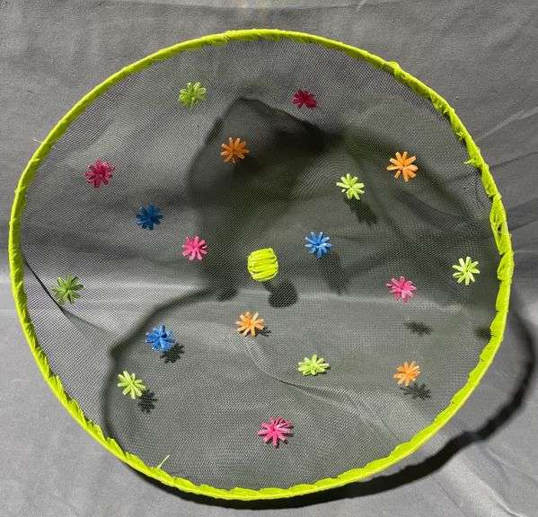 Mesh Food Cover with Floral Design and Handle, 13″