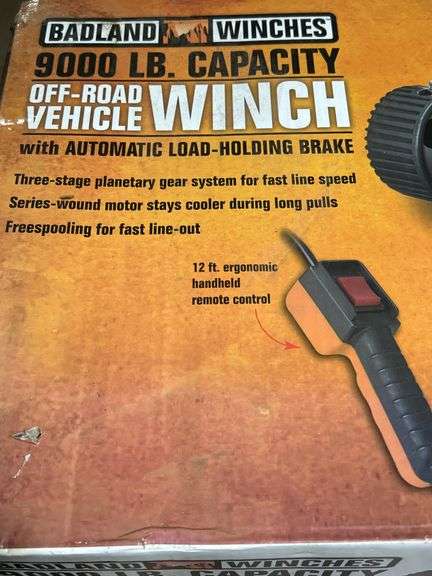 Badland Winches 9000 lb capacity Off-Road Vehicle Winch in a 24″x13.5″x10″ Box