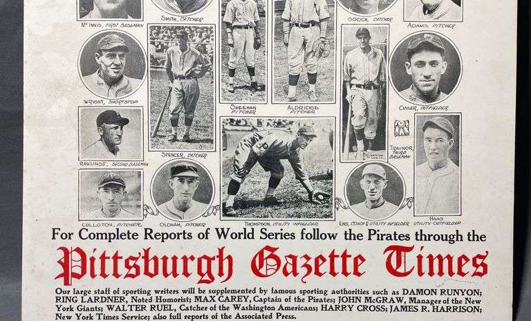 1925 Pittsburgh Pirates Championship Commemorative Poster, 17”x24”