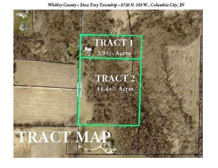 7.31.25 -- Metzger Online Real Estate Auction! -- 15+/- ACRES with COUNTRY HOME, WOODS, & POTENTIAL BUILDING SITES OFFERED IN 2 TRACTS! -- Columbia City, IN