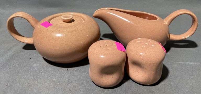 Russel Wright MCM Steubenville Creamer, Sugar Bowl, and Salt & Pepper Shakers