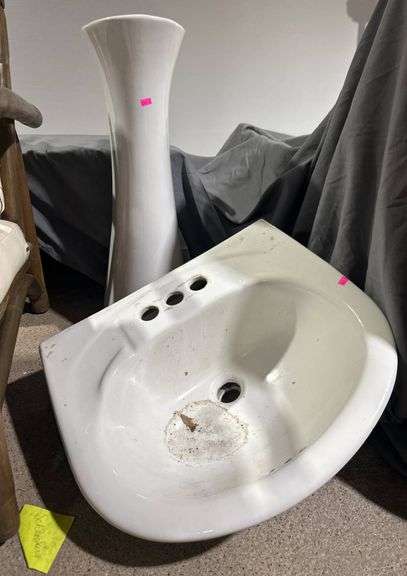 Ceramic Sink with Matching Pedestal Base, Made in Mexico