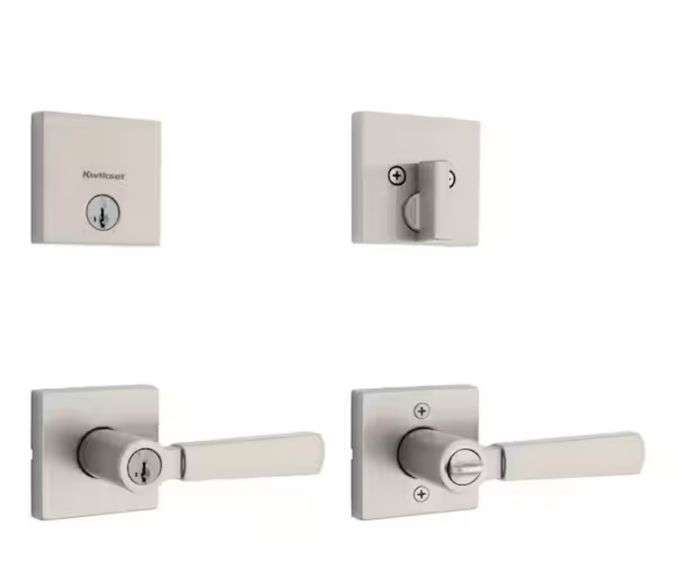 Kwikset
Perth Keyed Entry Handle and Single Cylinder Deadbolt Combo Pack featuring SmartKey Security in Satin Nickel