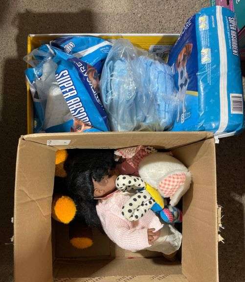Plush Toys and Baby Doll with Packaged Pet Diapers