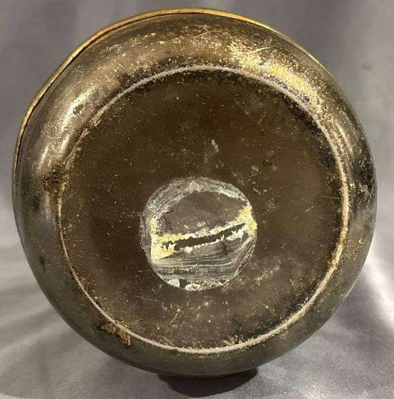 Lamplight Farms Brass Oil Lamp with Clear Glass Chimney, 11” Tall