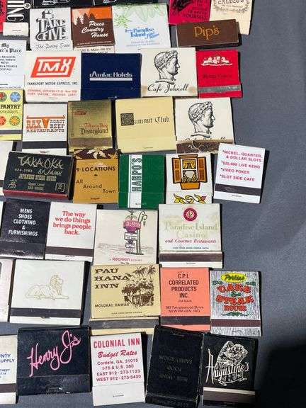 Matchbooks From Restaurants, Hotels, and Businesses Including: Zonkers Food & Cheer, King Edward Cigars, Stockade Fort Wayne Indiana & Lucky Steer family Restaurants