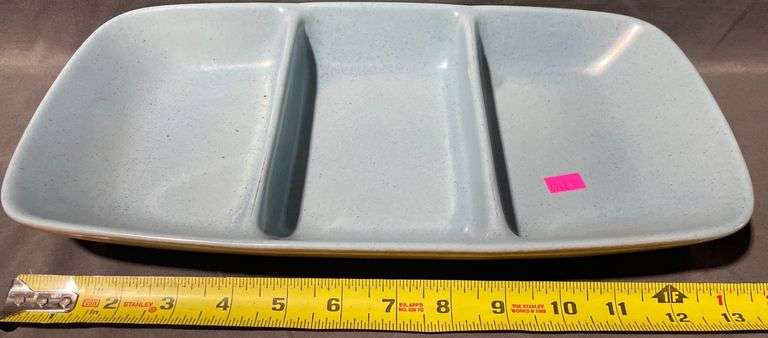 Blue Three-Compartment Divided Serving Tray, 15″