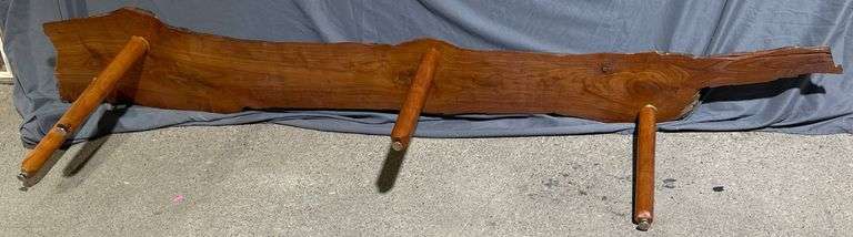 Live Edge Wood Bench With Four Tapered Legs, Approx 82” Long