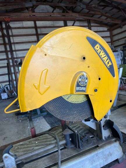 DeWalt 14″ Chop Saw, Model D28715 on Metal Rolling Cart 24×20.5×36 ...