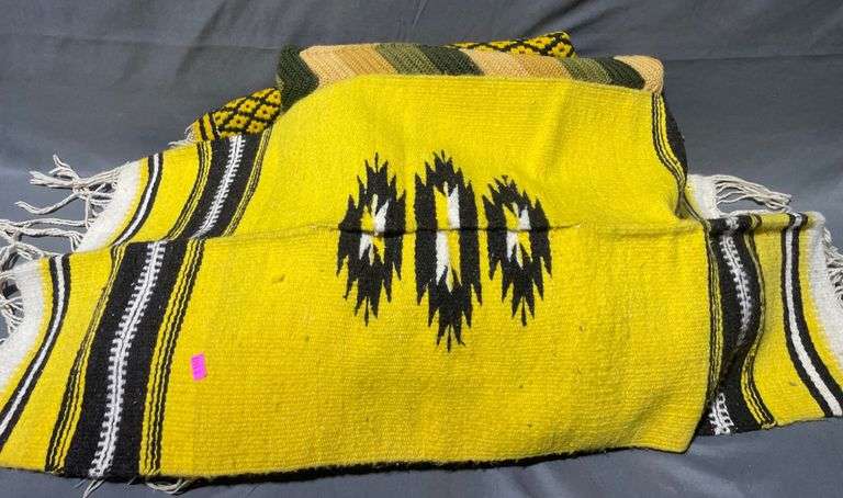 Blankets with Yellow, Green, and Black Western/Geometric Patterns