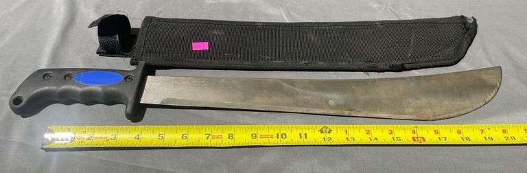 Machete with Rubberized Handle and Nylon Sheath, 18″