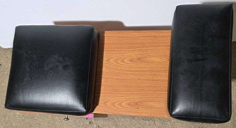 Pedicure Stool with Black Upholstered Cushions and Storage Drawer on Casters 29″ x 13″ x 20″