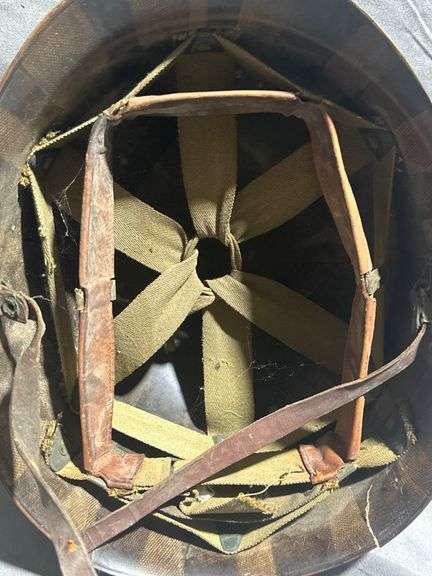 Military Helmet with Liner and Markings ‘Greenawalt’, Approx. 10.5” x 8.5” x 6.5”