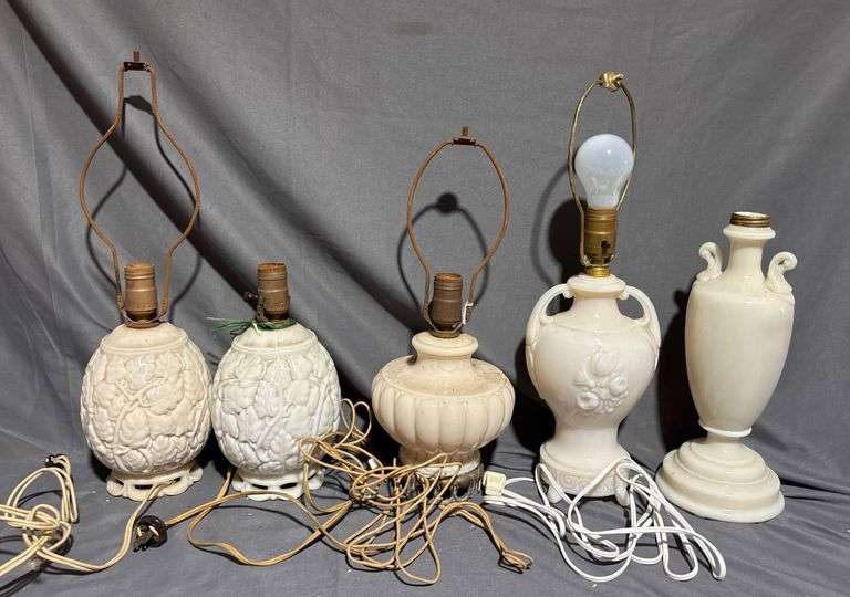 Table Lamps With Various Bases Including MIlk Glass