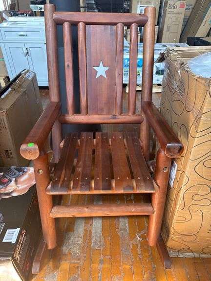 Texas Star Rocking Chairs Brown Hardwood Rocking Chair with Star Cutout Design - Metzger Property ...