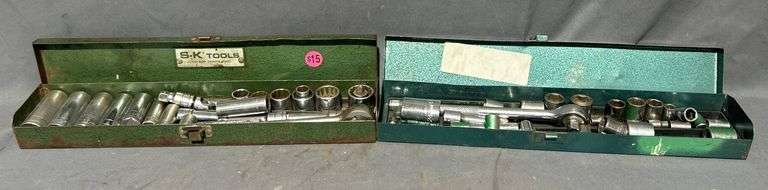 S-K Tools Metal Socket Wrench Sets with Cases