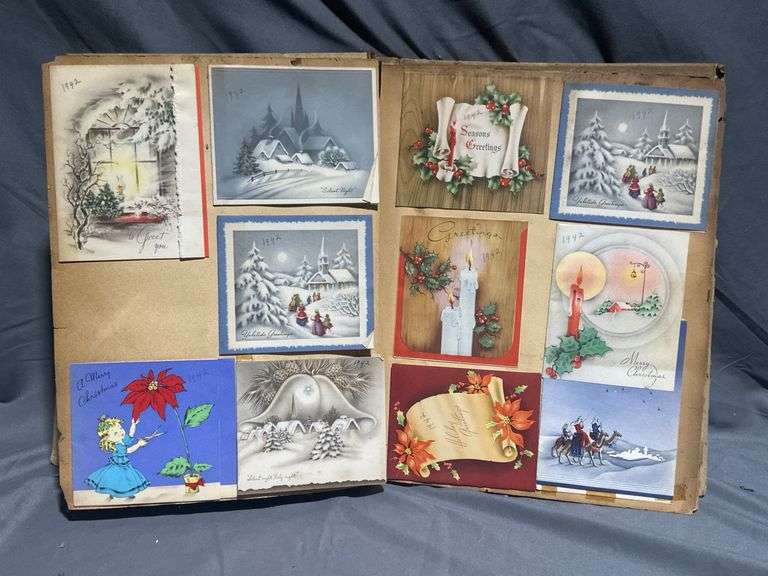 Scrapbook Featuring Holiday Cards From 1939-1948 With Embossed Cover