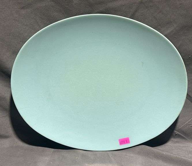 Fostoria Turquoise Oval Serving Platter, 12.5” x 10”