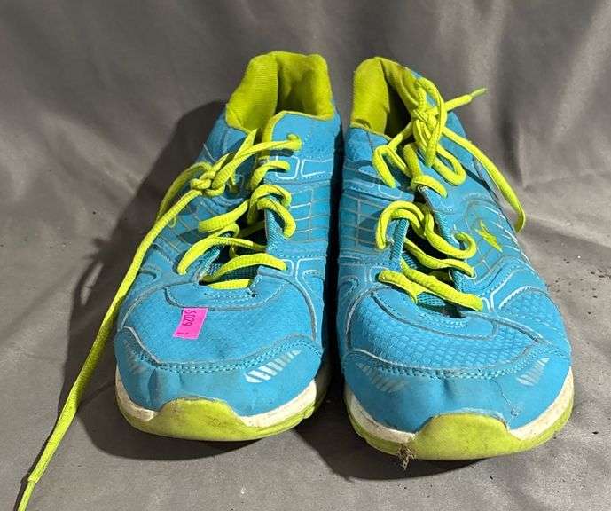 Blue and Green Athletic Shoes with Mesh Uppers  Marked US size 10 (12.5 EUR).