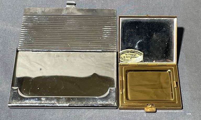 Metallic Cigarette Case and Handcrafted Petit Point Compact
