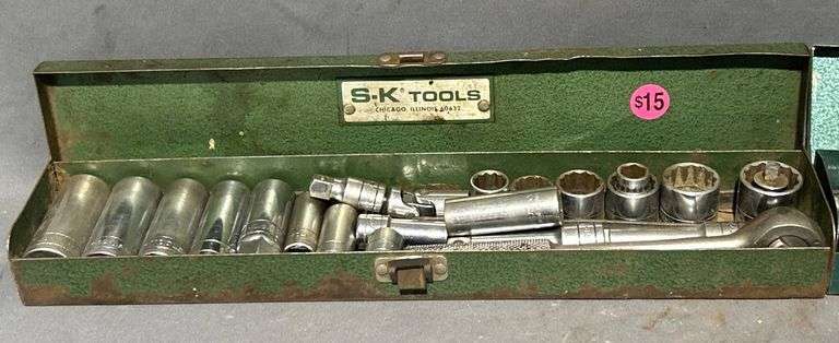 S-K Tools Metal Socket Wrench Sets with Cases
