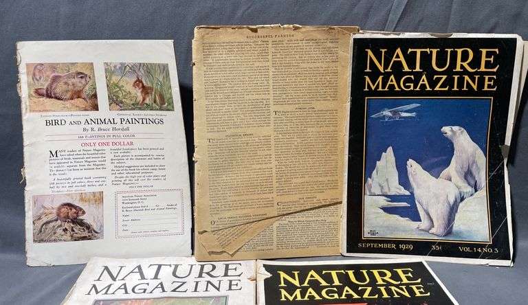 Nature Magazine Issues, 1920s, Including Wildlife and Scenic Cover Art