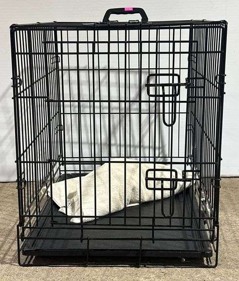 Black Metal Wire Cage with Handle and Removable Tray, 24x17x21″