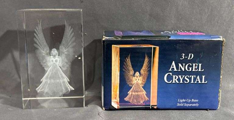 3D Etched Crystal with Angel Design in Original Giftco Box