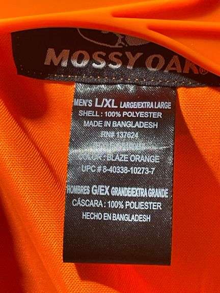 Two Blaze Orange Mossy Oak Vests, Small/Medium and Large/Extra Large