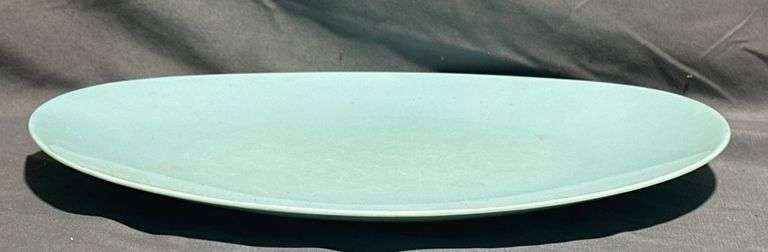 Fostoria Turquoise Oval Serving Platter, 12.5” x 10”