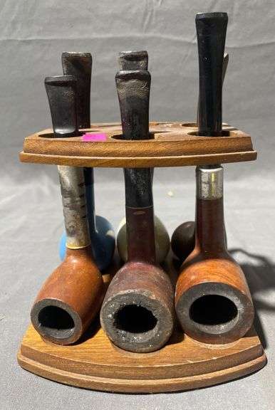 Pipe Holder with Six Tobacco Pipes