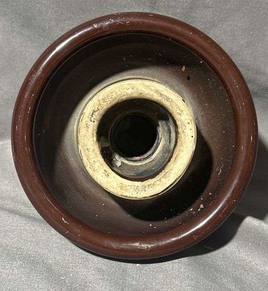 Ohio Brass Company Brown Ceramic Electrical Insulator with Maker’s Mark, 5×4″