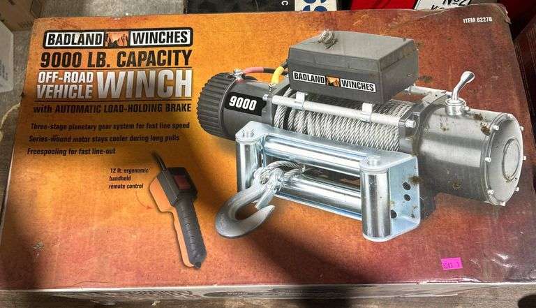 Badland Winches 9000 lb capacity Off-Road Vehicle Winch in a 24″x13.5″x10″ Box