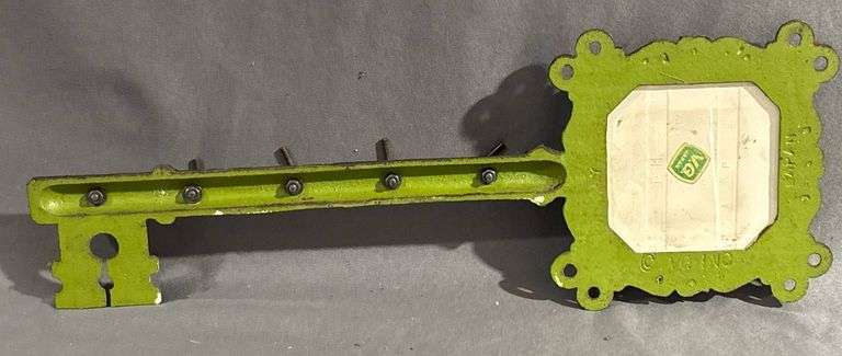 Metal Key-Shaped Wall Hook with Ceramic Tile Insert, 12” Long